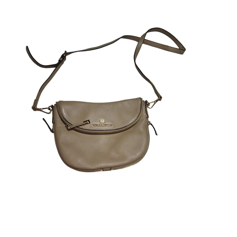 VINCE CAMUTO TAN LEATHER CROSSBODY BAG